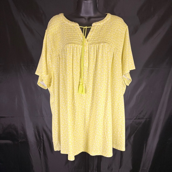 Croft & Barrow yellow floral blouse 3X - Picture 2 of 13